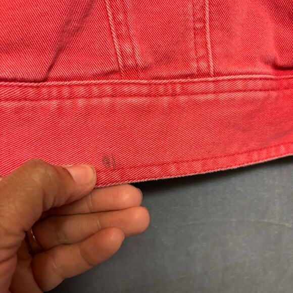 Lauren Ralph Lauren Red Denim Jacket Button Up Y2K Jean Streetwear Preppy Large - Picture 6 of 14